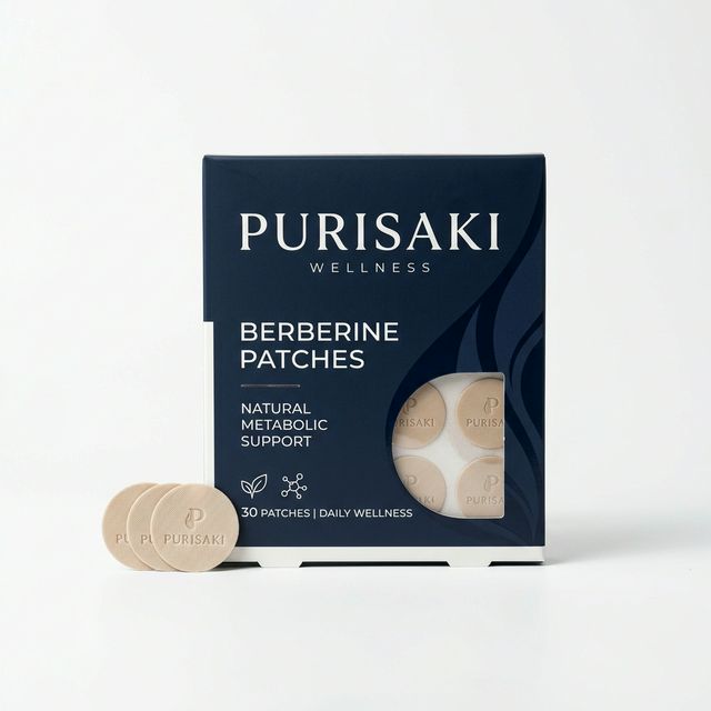 Purisaki Berberine Diet Patches official product packaging with natural botanical wellness patches visible